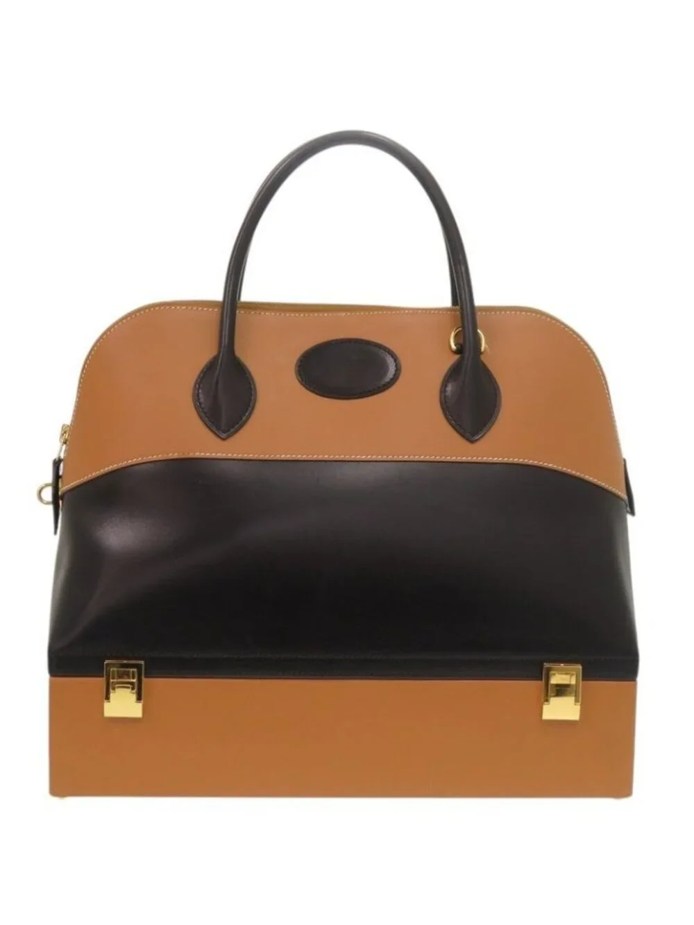 Hermes Macpherson Box Calf Vauchamonie Black Gold Bicolor Hardware
